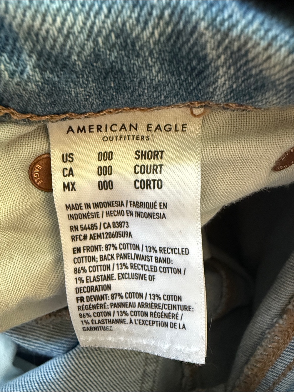 American Eagle Strigid high-waisted Stovepipe Jean 000 short - Picture 3 of 5